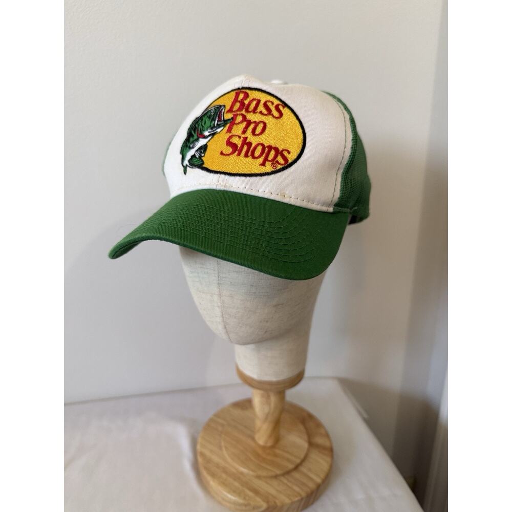 Bass Pro Shops Green Embroidered Logo Adjustable Snapback Mesh Trucker Hat Cap